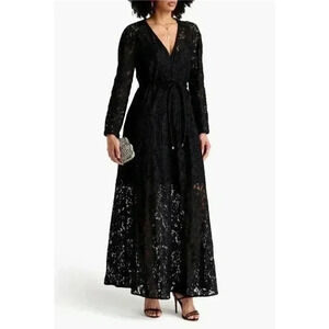 NEW Zimmerman Matchmaker Black Lace Long Sleeve Tie Waist Maxi Dress 1 (4-6)